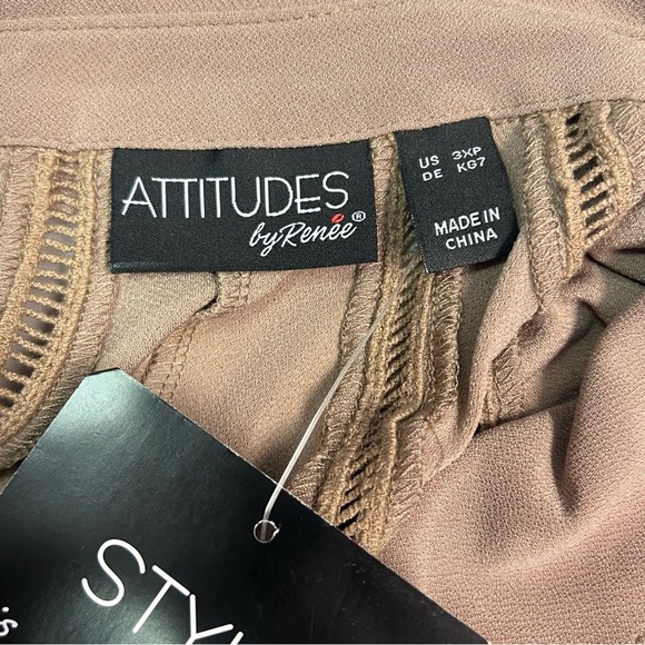Attitudes by Renee | Tan Button Down Shirt - Picture 8 of 11